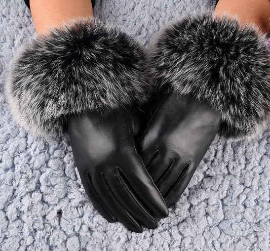 Sheepskin Fleece-Lined Warm Leather Winter Gloves