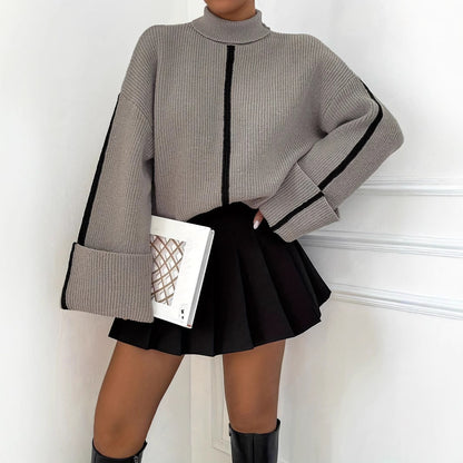 Fashion High Collar Knitted Sweater