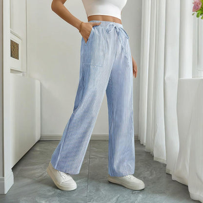 Striped Wide Leg Drawstring Pants – Summer Comfort Relax