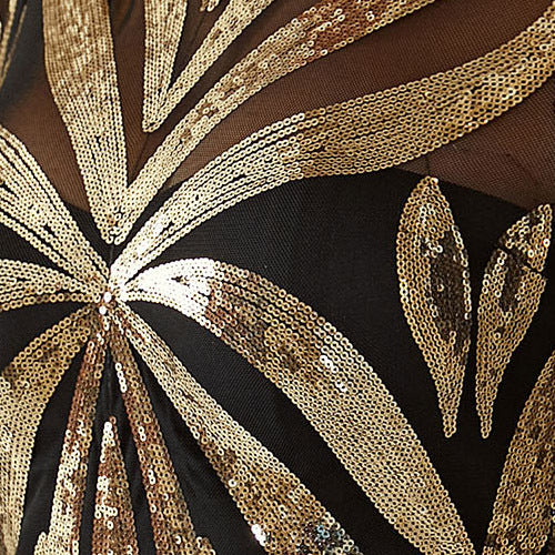 Long Sleeve Sequined Round Neck Dress