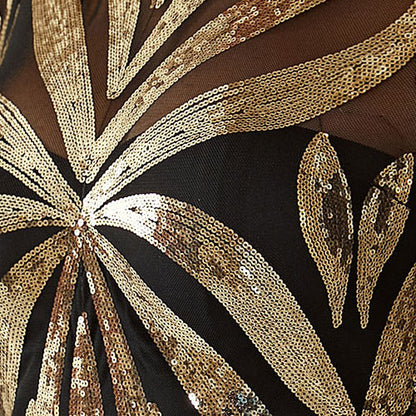 Long Sleeve Sequined Round Neck Dress