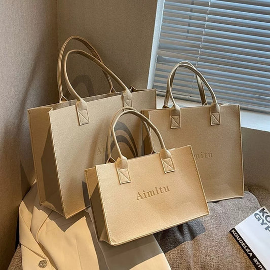 Large Capacity Travel Felt Tote Bag Stylish & Portable Gift Bag