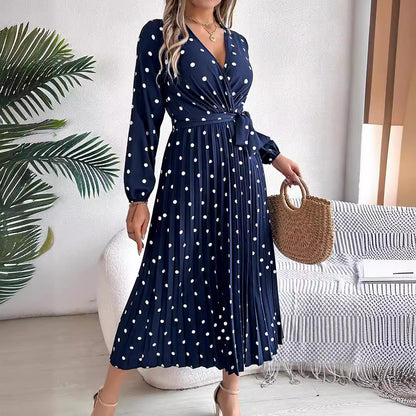 High-Waist Pleated Dot Skirt – Trendy Street Fashion