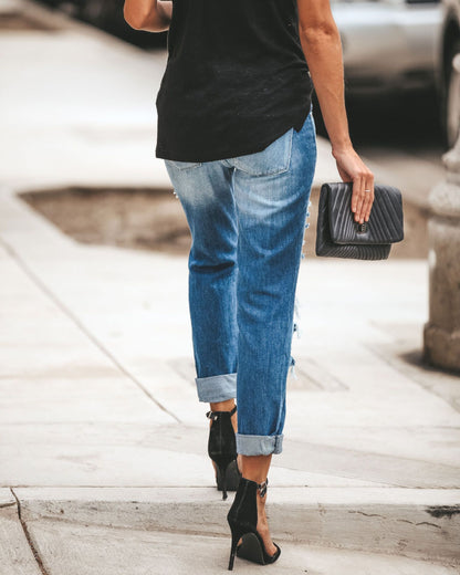 Ripped Jeans Street Style Denim Trousers