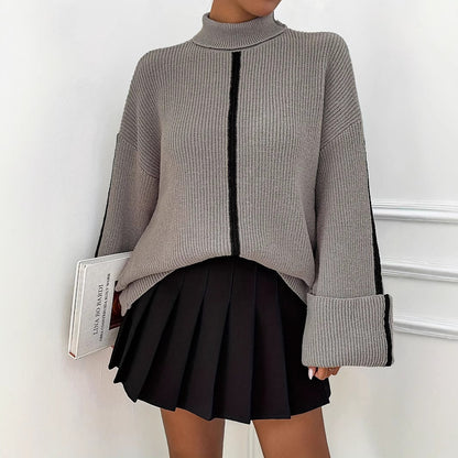 Fashion High Collar Knitted Sweater