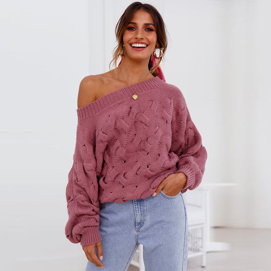 Knitted Acrylic Sweater – Plain Pattern Color Wool Long Sleeve Pullover