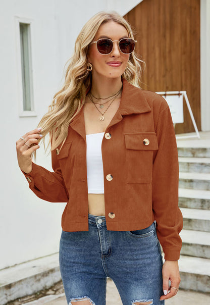 Corduroy Shirt Long Sleeve Short Jacket