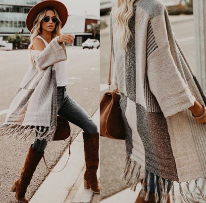 Tassel Sweater Shoulder Knit Cardigan