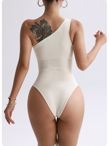 One-piece One-shoulder Fitness Seamless Yoga Bodysuit