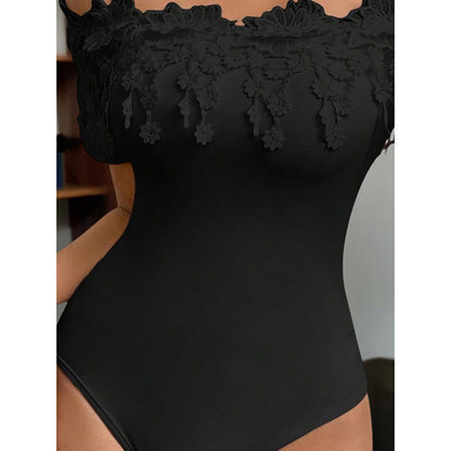 Off-Shoulder Lace Bodysuit  Sleeve Bodycon Top