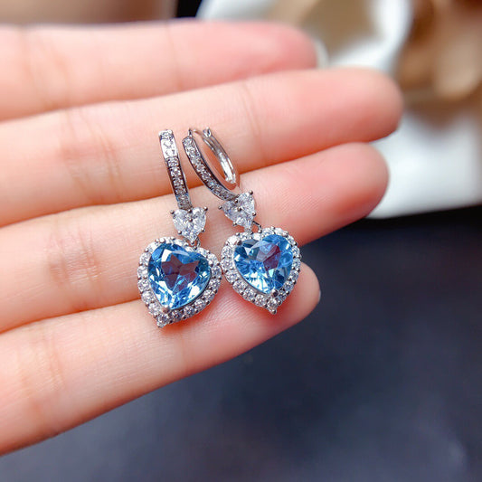 Topaz Blue Ring & Eardrop Set Pendant