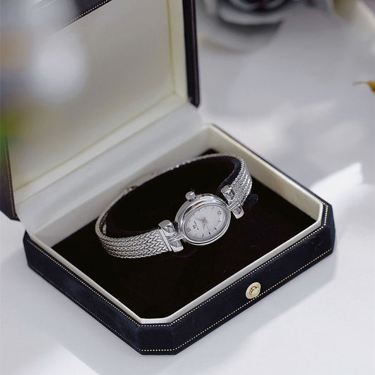Light Luxury Silver Watch Elegant Small Dial Jewelry Timepiece