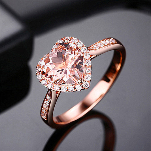 Gold Orange Diamond Heart Shaped Ring