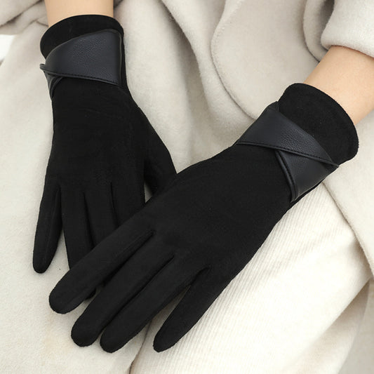 Fleece-Lined Bow Winter Gloves