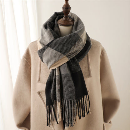 Thickened Warm Plaid Scarf Cozy Winter