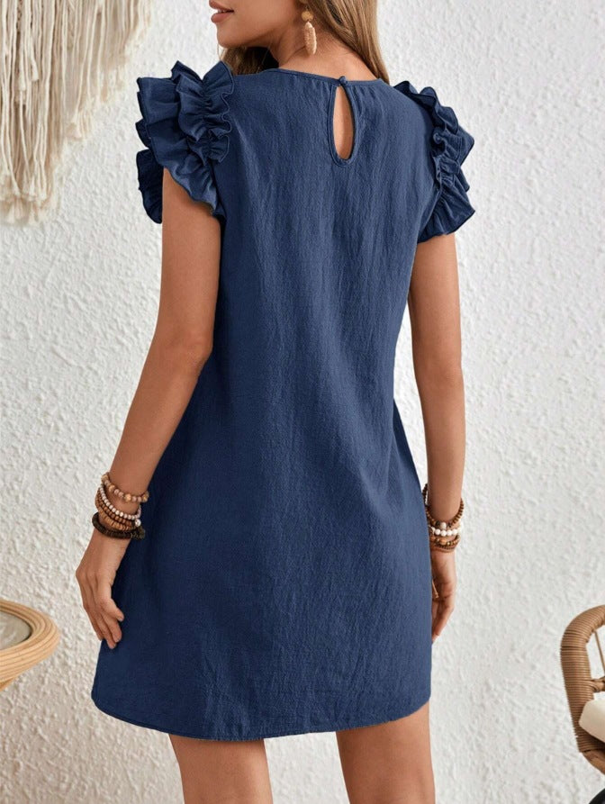 Lace Dress V-Neck Short Sleeve Elegant