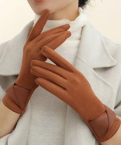 Fleece-Lined Bow Winter Gloves