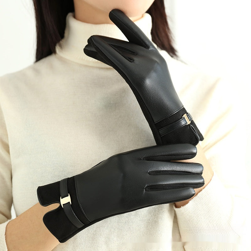 Personality Fleece-Lined leather Winter Gloves