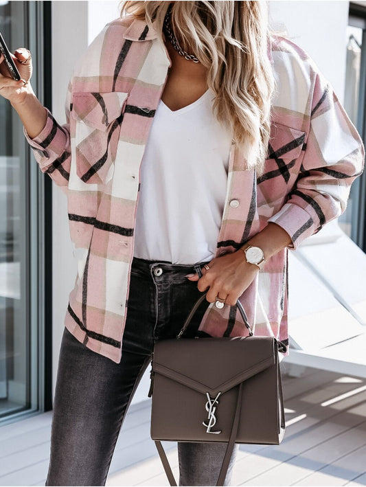 Warm Plaid Long Sleeve Jacket