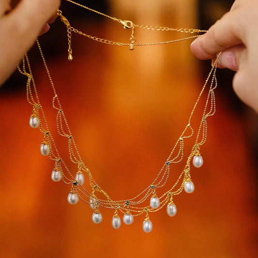 Handmade Freshwater Pearl Lace Necklace