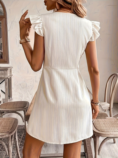Elegant Slim Fit V-Neck Flounce Dress