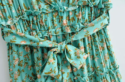 V-Neck Printed Dress Summer Floral Dress