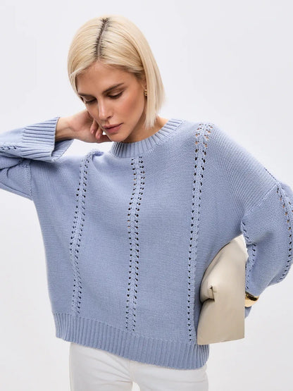 Loose Round Neck Sweater Casual Idle Style Knit