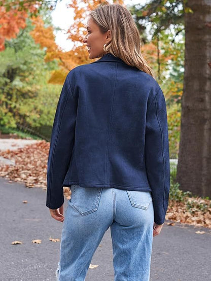 Fashion Casual Short Motorcycle Suede Jacket