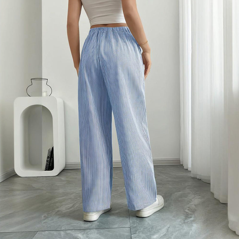 Striped Wide Leg Drawstring Pants – Summer Comfort Relax
