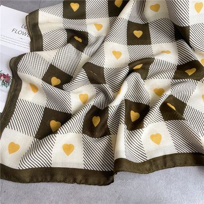 Chessboard Plaid Scarf High-Grade Cotton Linen Shawl