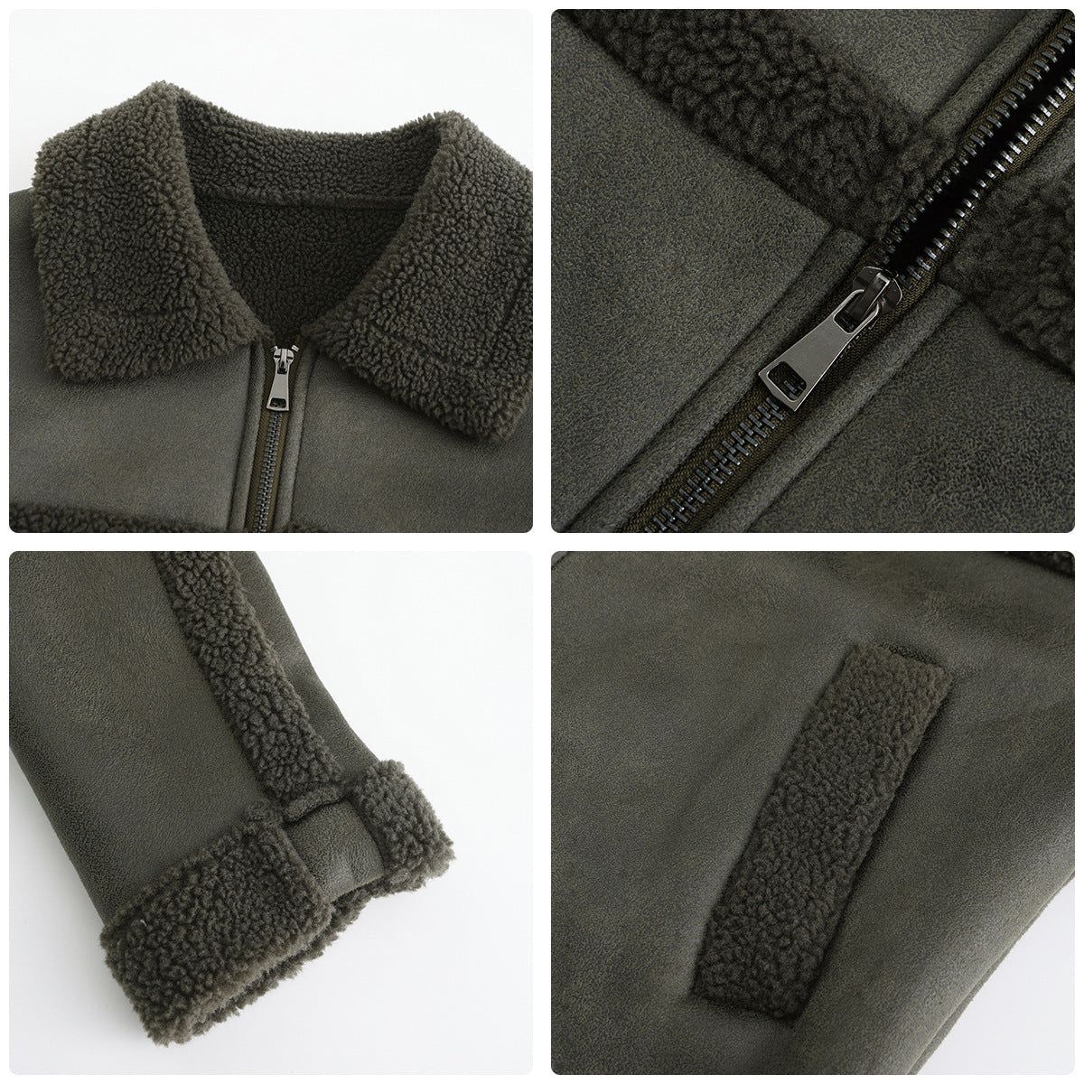 Suede Fleece Leather Jacket Fashionable Warm