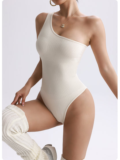 One-piece One-shoulder Fitness Seamless Yoga Bodysuit