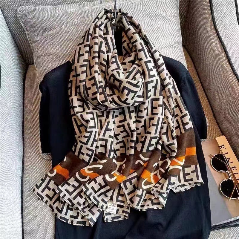 Printed Cotton And Linen Scarf