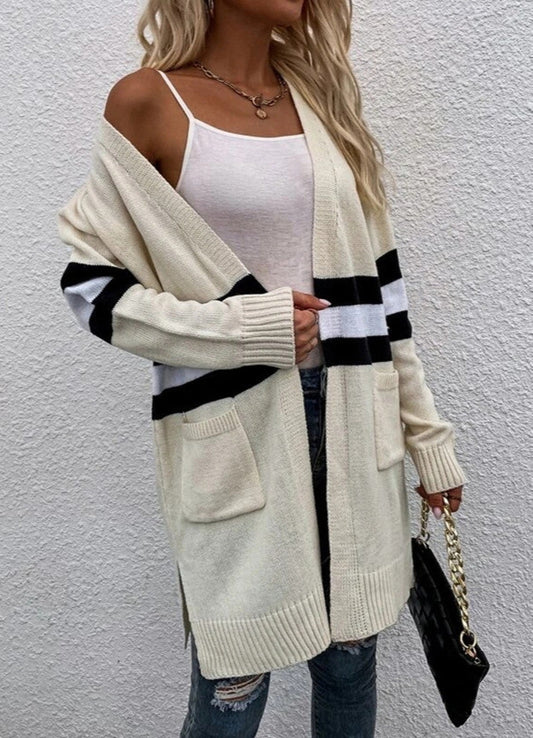 Striped Loose Casual Knit Cardigan
