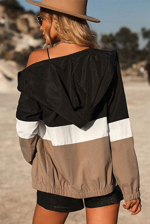 Contrast Color Zipper Jacket Stitching Sports