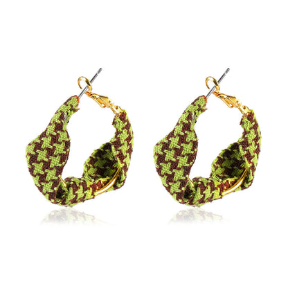 Vintage French Houndstooth Fabric Earrings