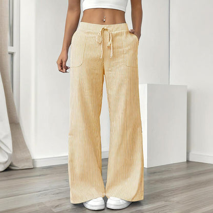 Striped Wide Leg Drawstring Pants – Summer Comfort Relax