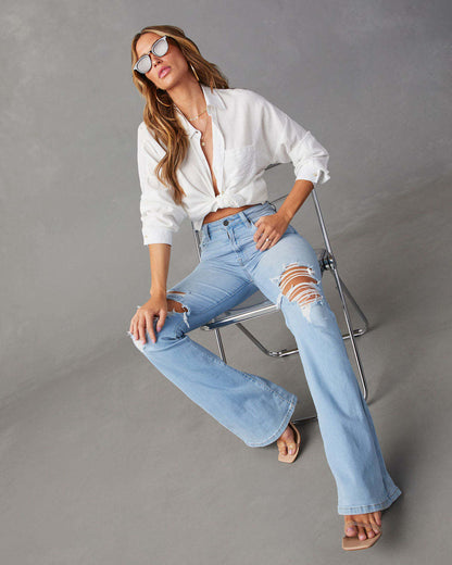 Light Blue High-Waist Denim Trousers