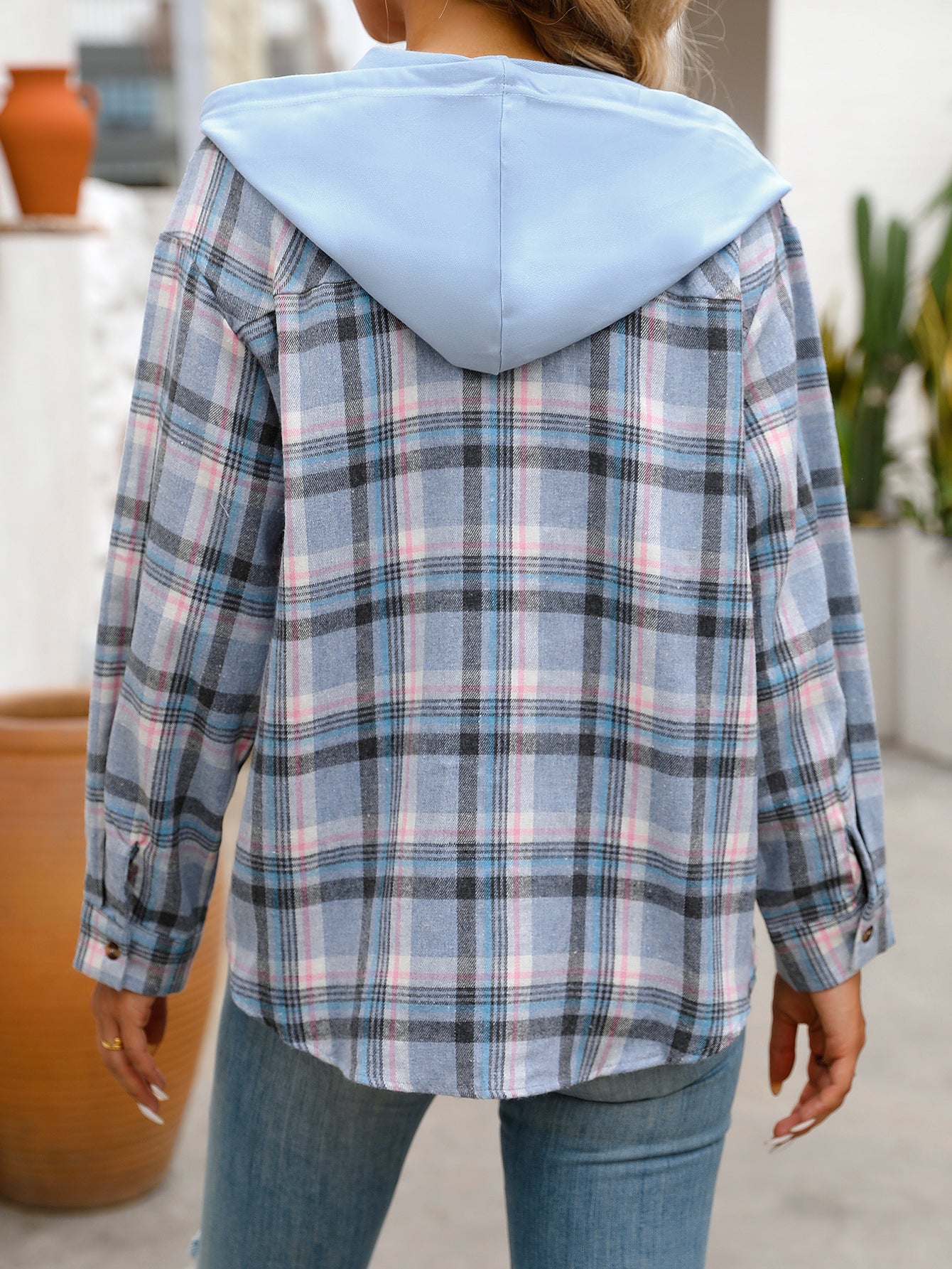 Loose Fit Plaid Button Down Shirt