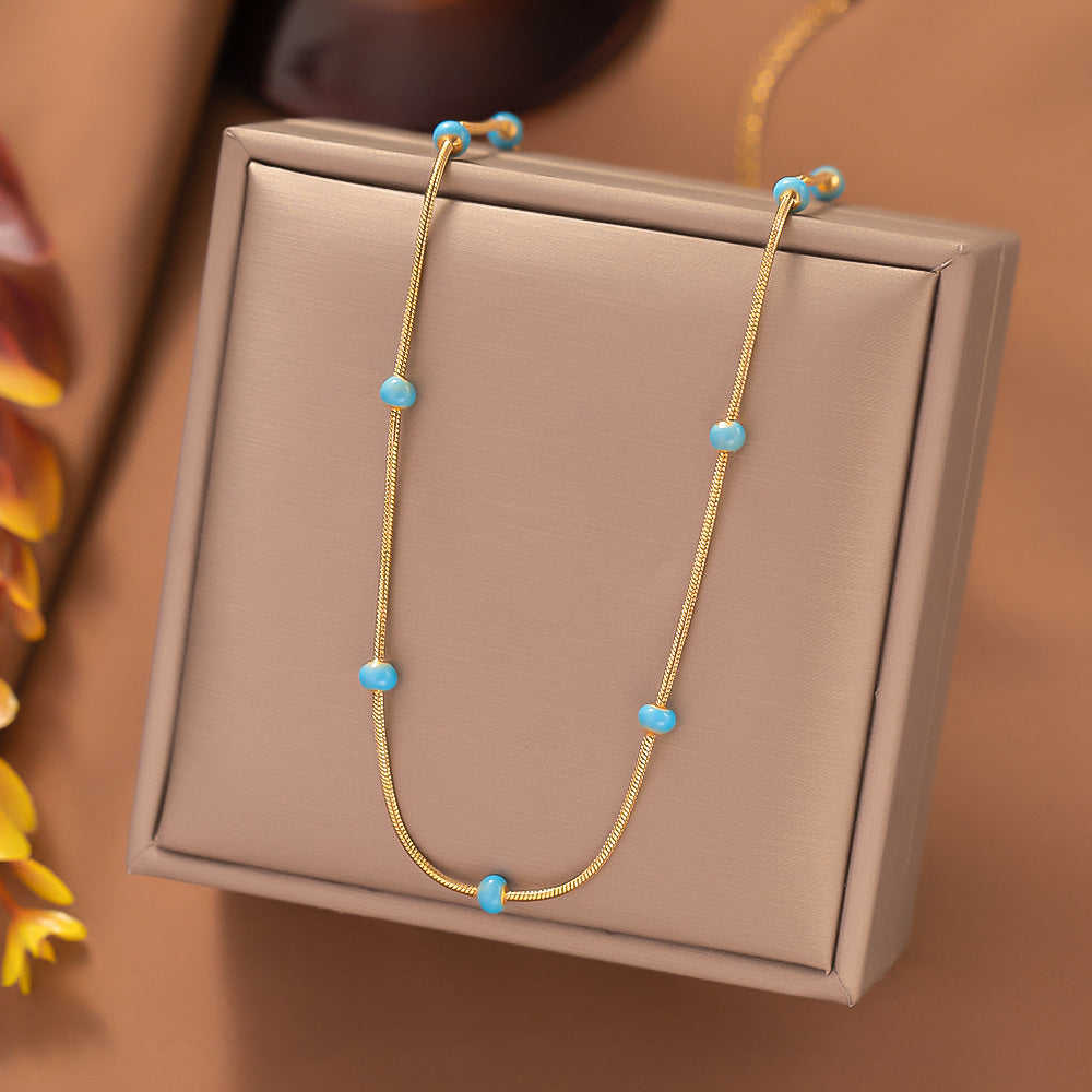 Green Pearl Snake Chain Necklace – INS-Inspired Style