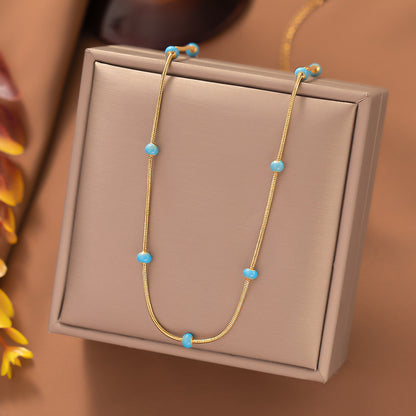 Green Pearl Snake Chain Necklace – INS-Inspired Style