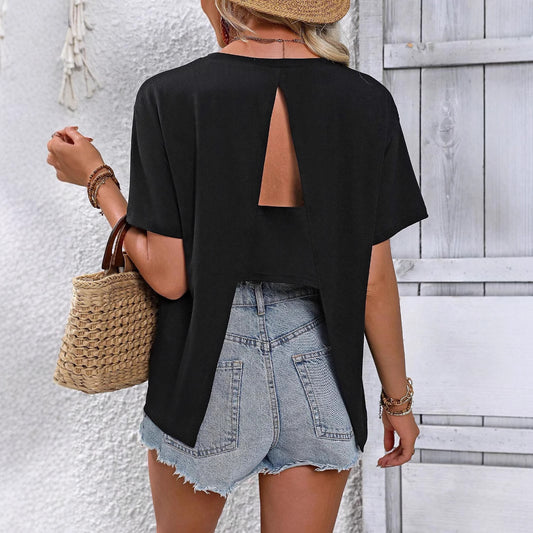 Short Sleeve Top Back Slit
