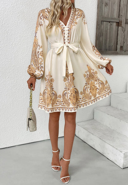 Retro V-Neck Dress Vintage