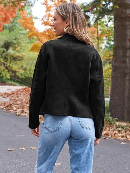 Fashion Casual Short Motorcycle Suede Jacket