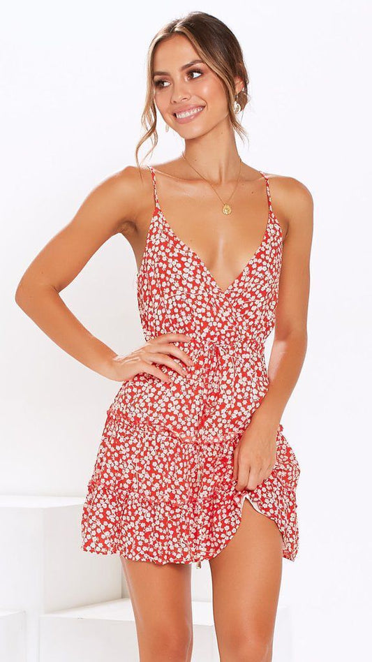 Strapless Open-Back Floral Summer Dress
