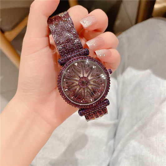 Diamond Waterproof Rotation Watch Luxury Quartz Wristwatch