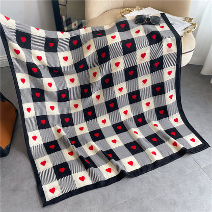 Chessboard Plaid Scarf High-Grade Cotton Linen Shawl