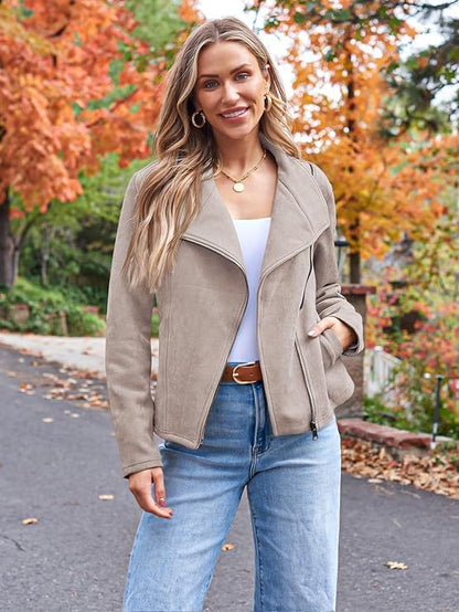 Fashion Casual Short Motorcycle Suede Jacket