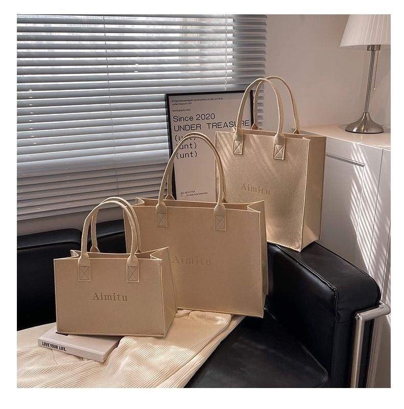 Large Capacity Travel Felt Tote Bag Stylish & Portable Gift Bag