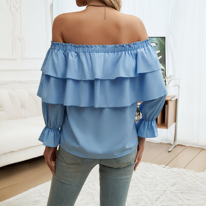 Pullover Off-shoulder Sleeves Top Loose Shoulder Top